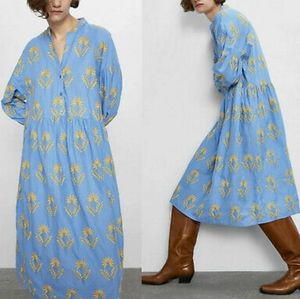 Stunning Zara embroidered dress size medium